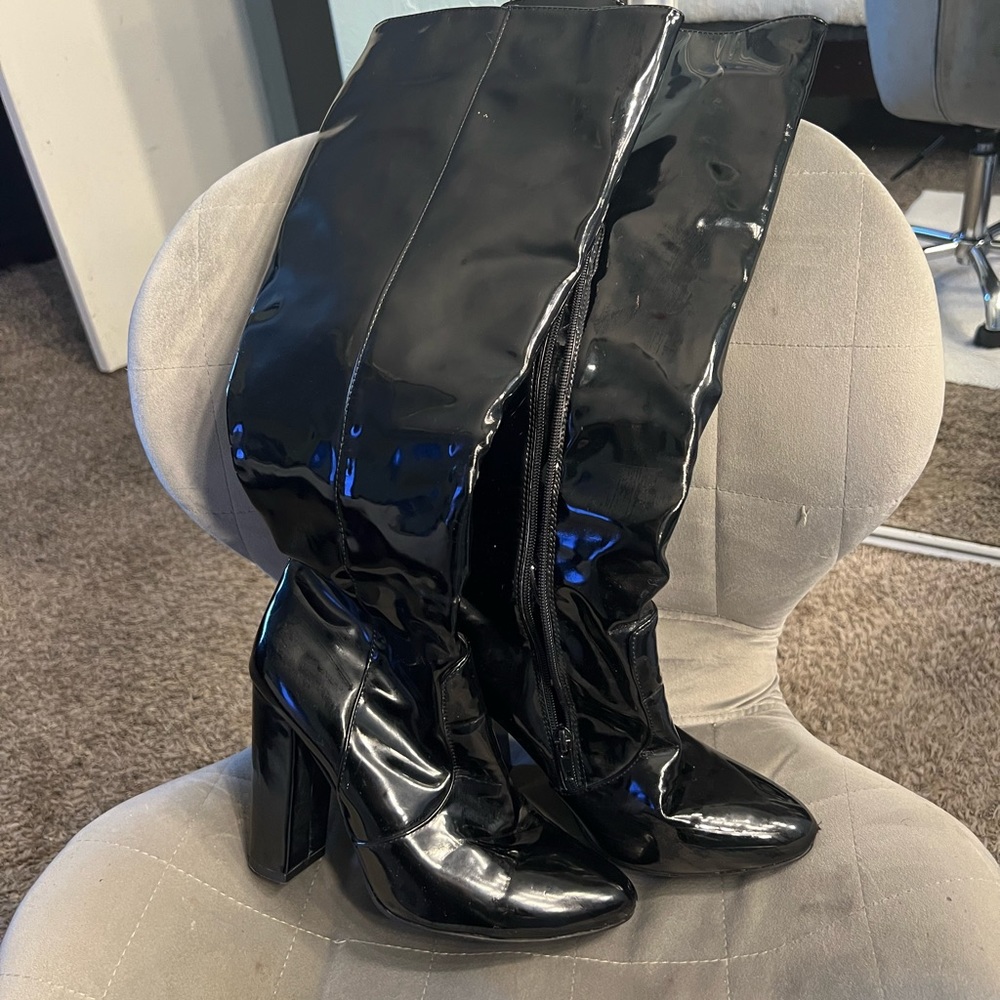 Black thigh high boots